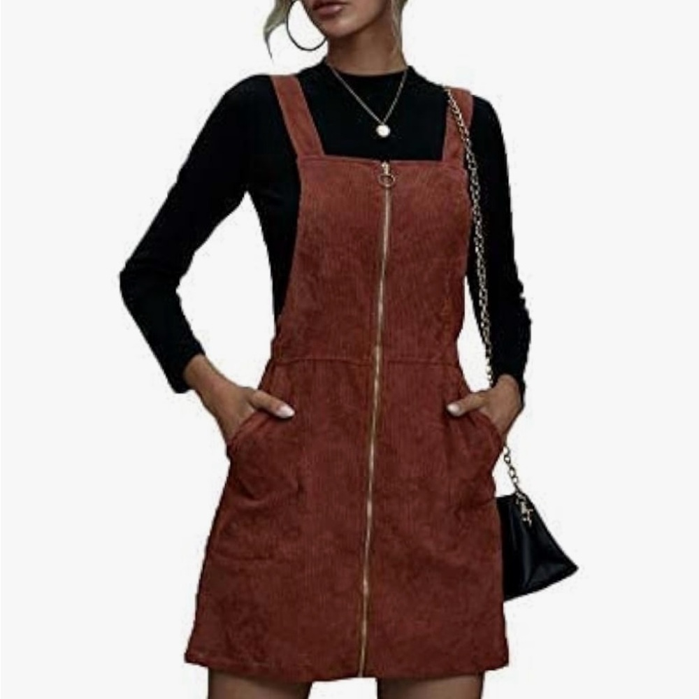 Rust colored corduroy dress with POCKETS